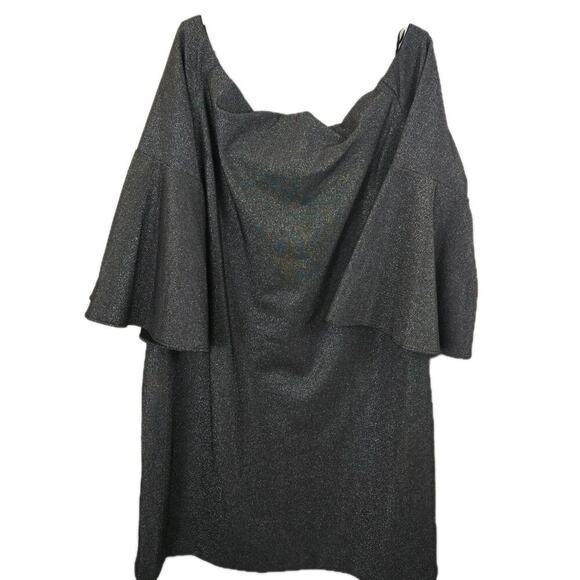 Vince Camuto Off-the-Shoulder Metallic Shimmer Bell Sleeves Dress Black PLUS 3X - Picture 2 of 9